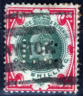 ZAYIX 1902 Great Britain 138 Used 1sh Carmine & Green - "LC" Perfin 081922S15 - Other & Unclassified