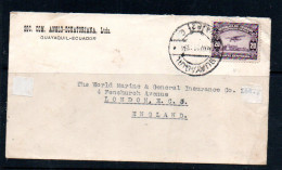 ECUADOR - 1934  - AIRMAIL COVER  GUAYAQUIL TO ENGLAND FRANKED 20C AIR 0 - Ecuador