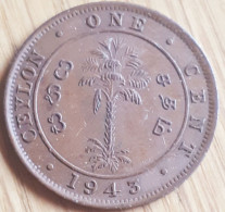 CEYLON : 1 CENT 1943 KM  111a UNC - Sri Lanka