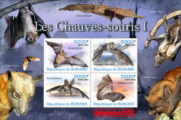 Burundi 2023, Animals, Bats I, Re-issued, 4val In Block - Unused Stamps