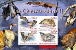 Burundi 2023, Animals, Bats II, Re-issued, 4val In Block - Neufs