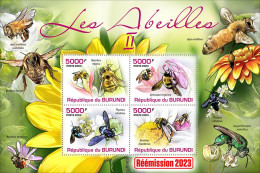 Burundi 2023, Animals, Bees II, Re-issued, 4val In Block - Neufs