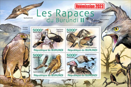 Burundi 2023, Animals, Birds Of Prey II, Re-issued, 4val In Block - Neufs