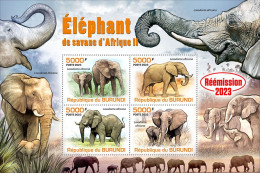 Burundi 2023, Animals, Elephant II, Re-issued, 4val In Block - Neufs