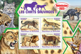 Burundi 2023, Animals, Wild Cats II, Re-issued, 4val In Block - Unused Stamps