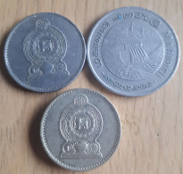 3 X SRI LANKA : RUPEE 1982 KM 136.2 +2 RUPEES 1981 KM 145 + 5 RUPEES 1986 KM 148.2 - Sri Lanka