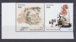 2015 Guyana 9138-9139Paar Chinese Calendar - Year Of The Monkey - Anno Nuovo Cinese