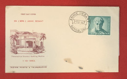 ZAYIX  1963 India 377 FDC- Annie Besant Freedom Activist 120521SM08 - Other & Unclassified