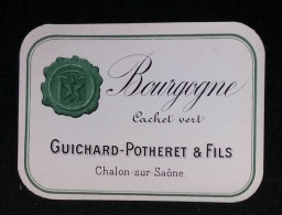étiquette, Vin, Bourgogne, Cachet Vert, Guichard-Potheret & Fils, Chalon Sur Saône - Bourgogne