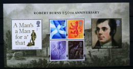 INGLATERRA - IVERT 3090 ... HOJA BLOQUE Nº 61 NUEVOS ** PERSONAJE LITERATURA ROBERT BURNS - Blocks & Miniature Sheets