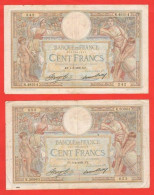 France 2 X 100 Francs 1935 E 1936 Francia 100 Franchi Del 1935 E 1936 - 100 F 1908-1939 ''Luc Olivier Merson''