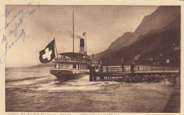 ST.GINGOLPH (Lac Leman) - Départ Du Bateau, Dampfer Mit Riesiger Schweizer Fahne, 1936 - Saint-Gingolph