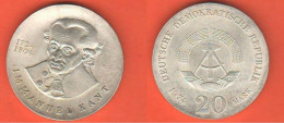 Germany DDR 20 Mark 1974 KANT RDT Silver Deutsche Demokratische - Autres & Non Classés