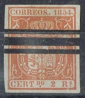 Sello 2 Reales Isabel II 1854, Anulado Barrado, Papel Grueso,  Edifil Num 25paS º - Gebruikt