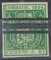 Sello 5 Reales Isabel II 1854, Anulado Barrado,   Edifil Num 26S º - Gebruikt
