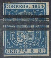 Sello 6 Reales Isabel II 1854, Anulado Barrado,   Edifil Num 27S º - Gebruikt