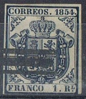 Sello 1 Real Isabel II 1854, Anulado Barrado,   Edifil Num 34S º - Gebruikt