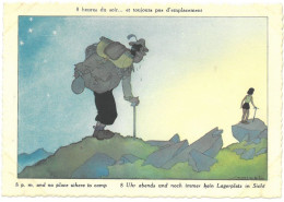 CPSM Illustrateur SAMIVEL - 8 Heures Du Soir ... Et Toujours Pas D'emplacement -  Ed. JANSOL - ( Alpinisme ) - Samivel