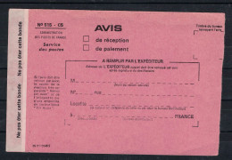 LOT  144  AVIS DE RECEPTION  ET DE PAIEMENT NEUF - Documenten Van De Post