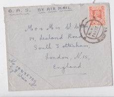 British Burma Birmanie Rangoon Lettre Timbre Stamp OAS Air Mail Cover - Birmania (...-1947)