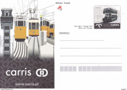 Portugal Carte Entier Postal Tram Ascenseur Du Lavra Lisbonne Cachet 2011 Postal Stationery Elevator Tramway Postmark - Tranvie