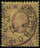 ZAYIX 1902 Great Britain 132 Used 3p Dull Purple On Org Yel Edward VII 031922S20 - Other & Unclassified