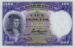 España / Spain P-83 100 Pesetas 1931 AU - 100 Peseten