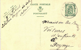 (L01) Entier Postal écrite D'Alost Vers Deynze - Postcards 1934-1951