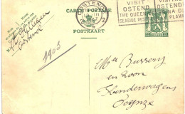 (L01) Entier Postal écrite D'Oostende Vers Deynze - Tarjetas 1934-1951