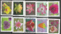 USA 2021 Garden Flowers SC 5558/67 MI 5791/800 YT 5400/09 - Cpl 10v Set In VFU Condition Circular PMK - Used Stamps