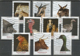USA 2021 Farm Animals - Heritage Breeds Sc.# 5583-92 - Cpl 10v Set - Good Used - Off-Paper - Used Stamps