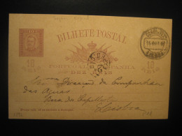 LISBOA 1892 2a Expediçao Carlos I Bilhete Postal Cancel Postal Stationery Card PORTUGAL - Lettres & Documents