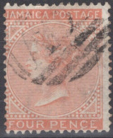 ZAYIX - Jamaica 10a Used - 1872 4d Red Orange, WMK 1, Queen Victoria 040322-S58 - Jamaïque (...-1961)