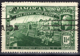 ZAYIX 1919 Jamaica 77 Used, 1 1/2d, Wmk 3 Soldiers Embarking Ship WWI 040322S72M - Jamaïque (...-1961)