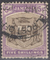 ZAYIX 1905 Jamaica 45 Used 5sh Gray & Violet Wmk 3 Chalky Paper Arms 040322-S61 - Jamaïque (...-1961)