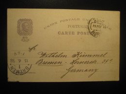 1898 To Bremen Germany 1898 1498 Centenario Da India Cancel Carlos I Postal Stationery Card PORTUGAL - Storia Postale