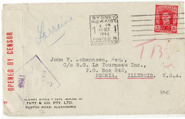 01031 AUSTRALIA SYDNEY TO PEORIA ILLINOIS USA 1942 - Cartas & Documentos