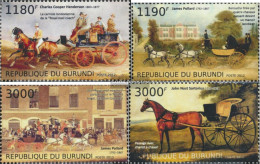 Burundi 2878-2881 (complete Issue) Unmounted Mint / Never Hinged 2012 Stagecoach On Paintings - Unused Stamps