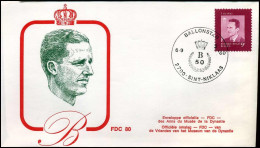 België - FDC - 1986 Koning Boudewijn 50e Verjaardag - Stempel : Sint-Niklaas - 1971-1980