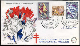 België - FDC -1114/20 Antiteringzegels, Belgische Legenden -- Stempel : Bruxelles-Brussel, Met Handtekeningen - 1951-1960