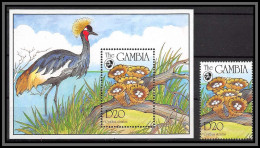80868b Gambia Gambie Y&t N°235 + Timbre Champignons Mushrooms Funghi Grue Crane Oiseaux Birds Bird ** MNH 1994 - Kraanvogels En Kraanvogelachtigen
