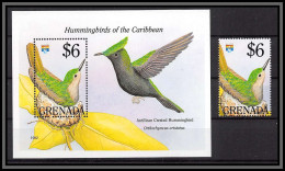 80851b GRENADA Mi N°306 + Timbre Colibri Huppé Hummingbirds Of The Caribbean ** MNH Oiseaux Birds 1992 - Hummingbirds