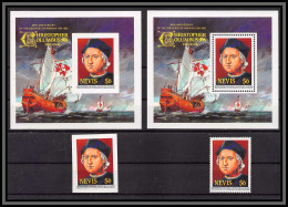 80570c NEVIS Y&t N°9 A/B Christophe Colomb 500th Anniversary 1986 Neuf ** MNH Columbus Colombo + Imperf Non Dentelé - Cristoforo Colombo