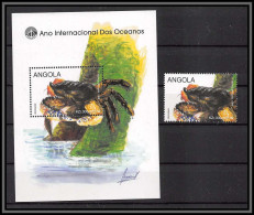 80940b Angola Mi BF N°48 + 1259 Goniopsis Crabe Crad Ano Dos Oceanos Oceans' Year TB Neuf ** MNH Animaux Animals 1998 - Angola