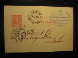 LISBOA Gare 1904 To Berlin Germany Cancel Carlos I Espingardaria Central Shotgun Postal Stationery Card PORTUGAL - Brieven En Documenten