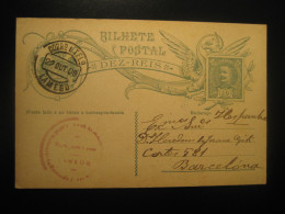 LAMEGO 1909 To Barcelona Spain Cancel Carlos I Bilhete Postal Stationery Card PORTUGAL - Brieven En Documenten