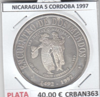 CRBAN363 MONEDA ENCUENTRO ENTRE DOS MUNDOS NICARAGUA 5 CORDOBA 1997 PLATA PROOF - Autres – Amérique