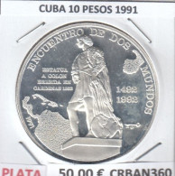 CRBAN360 MONEDA ENCUENTRO ENTRE DOS MUNDOS CUBA 10 PESOS 1991 PLATA PROOF - Andere - Amerika