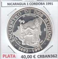 CRBAN362 MONEDA ENCUENTRO ENTRE DOS MUNDOS NICARAGUA 1 CORDOBA 1991 PLATA PROOF - Andere - Amerika