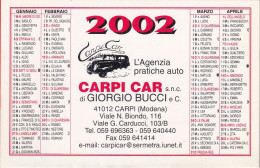 Calendarietto - Carpi Car - Carpi - Modena - Anno 2002 - Kleinformat : 2001-...